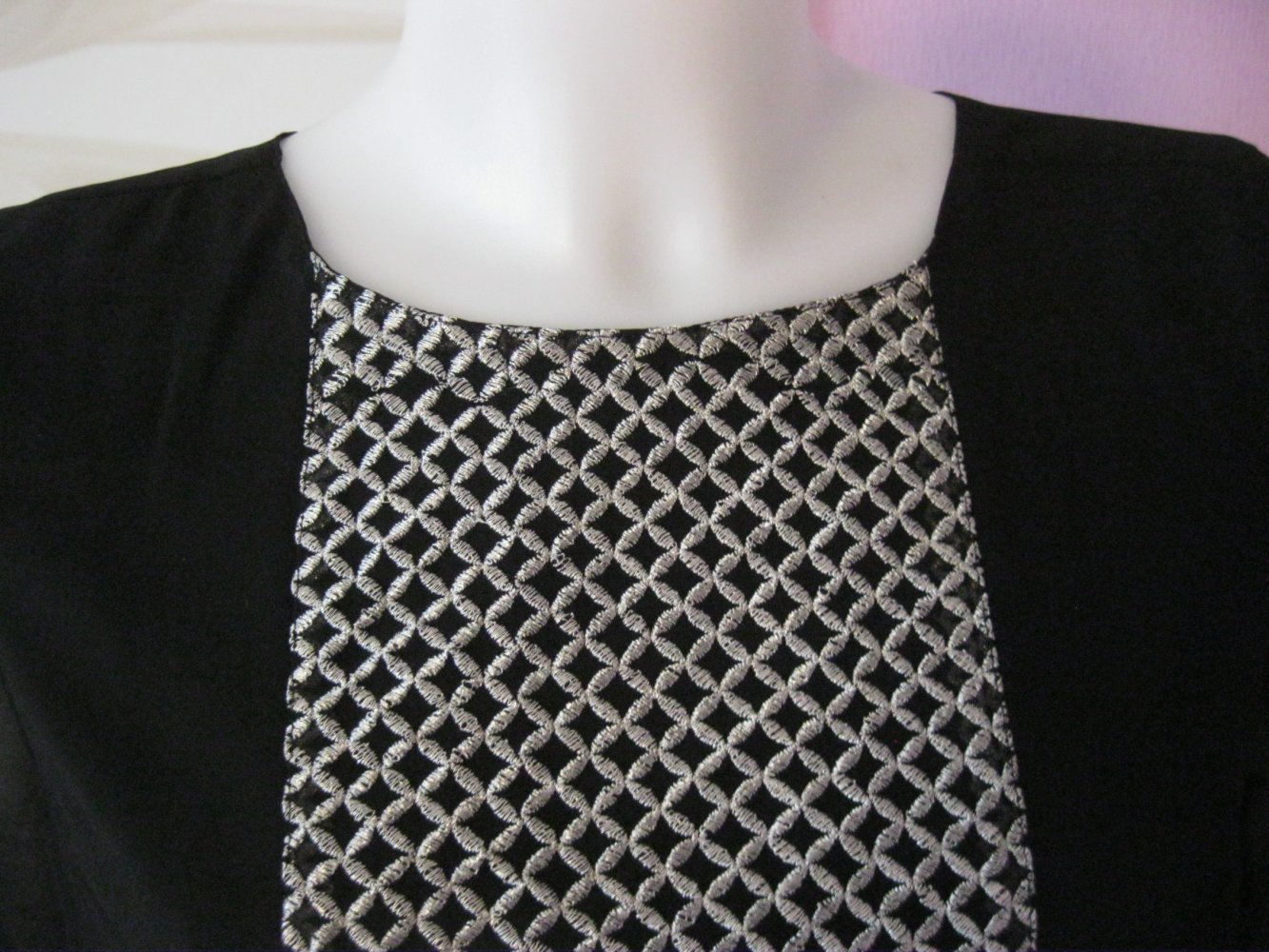 Bluse # Stickerei # Missing Johnny # Schwarz / Silber # M