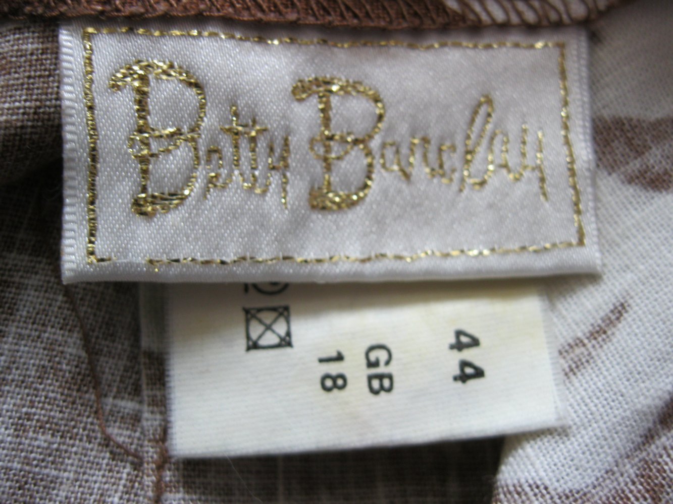 Culotte # Betty Barclay # Stoffhose # bedruckt # Leinen # Braun/Natur # 44