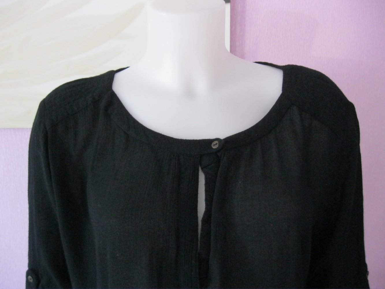 Kleid Mango Baumwolle/Viskose halbarm Schwarz M-XL