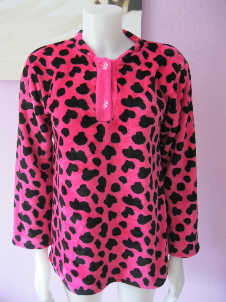 Fleece-Pulli Pink/Schwarz Leoprint 42