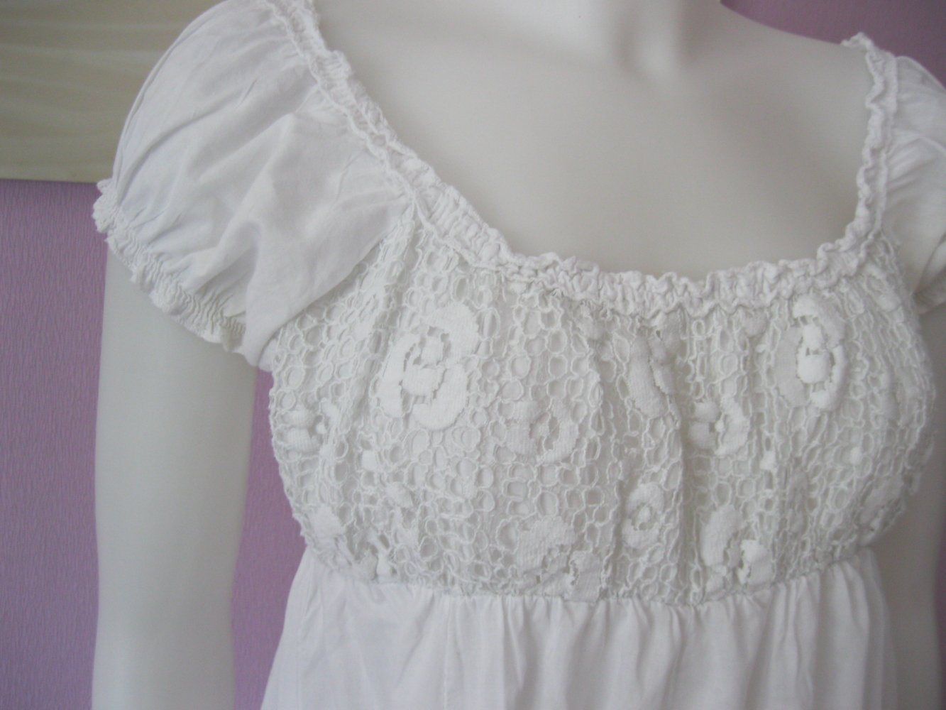 Made in Italy Sommerkleid 100% Baumwolle kurzärmlig weiß S/M