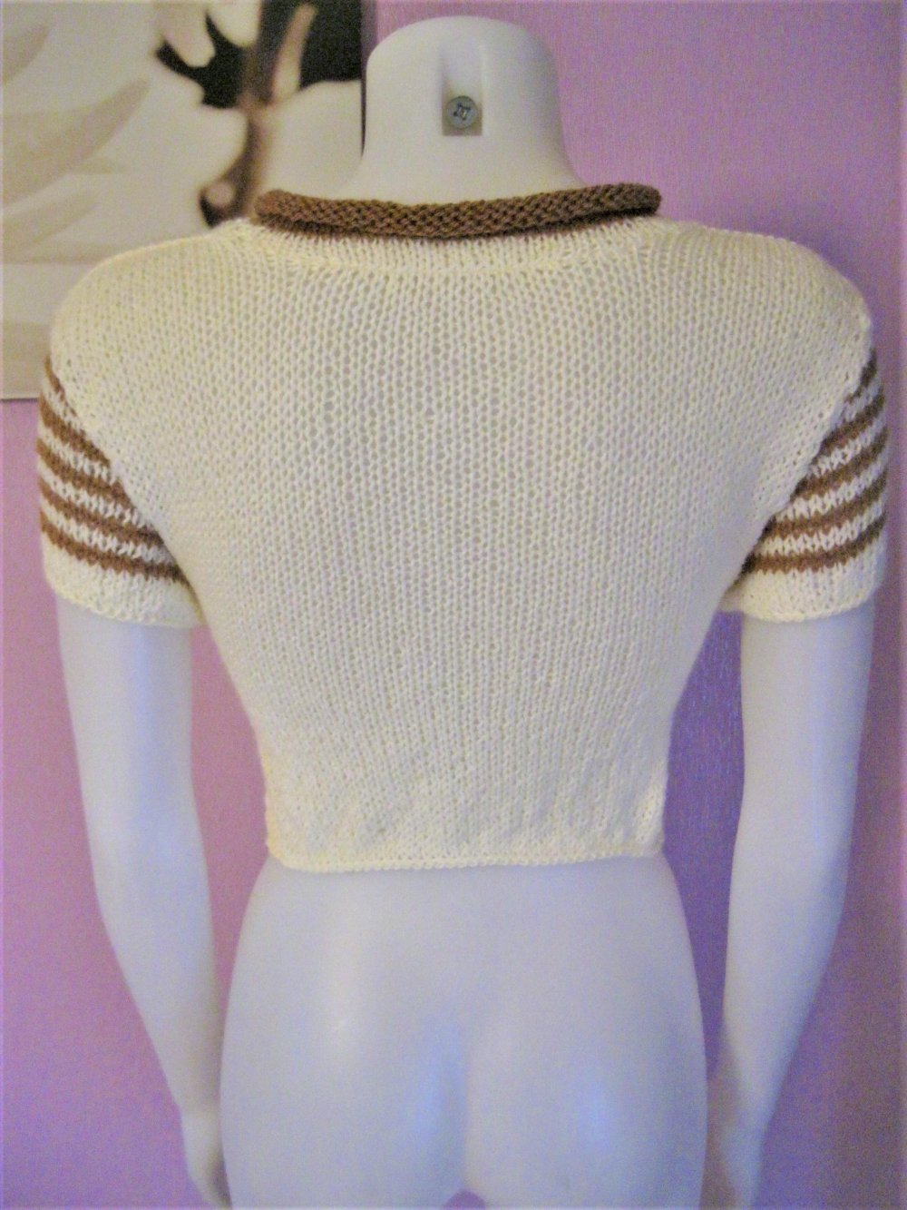 NEU Pullover gestrickt kurzarm Motive Handmade S/M