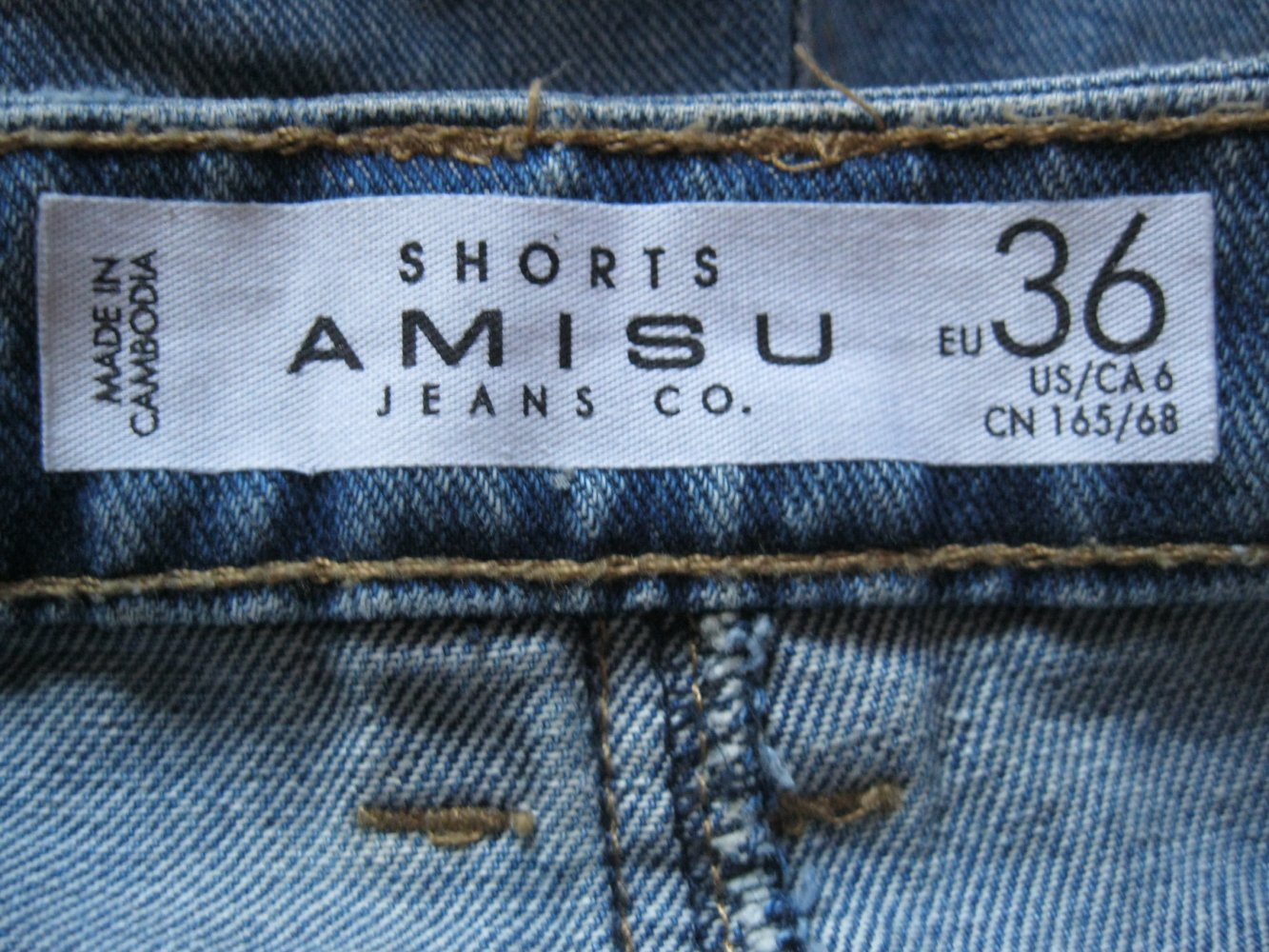 Amisu # Jeans-Shorts # Strass # Blau # 100% Baumwolle # 36