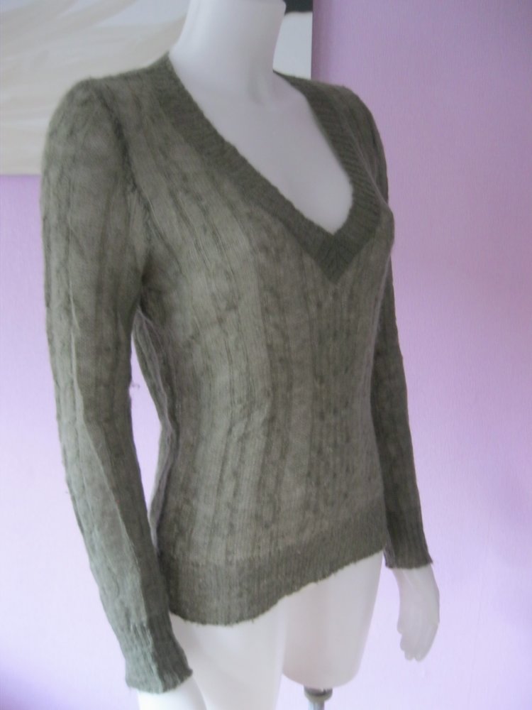 Freinstrickpulli # H&M # Mohair # Olivgrün # M