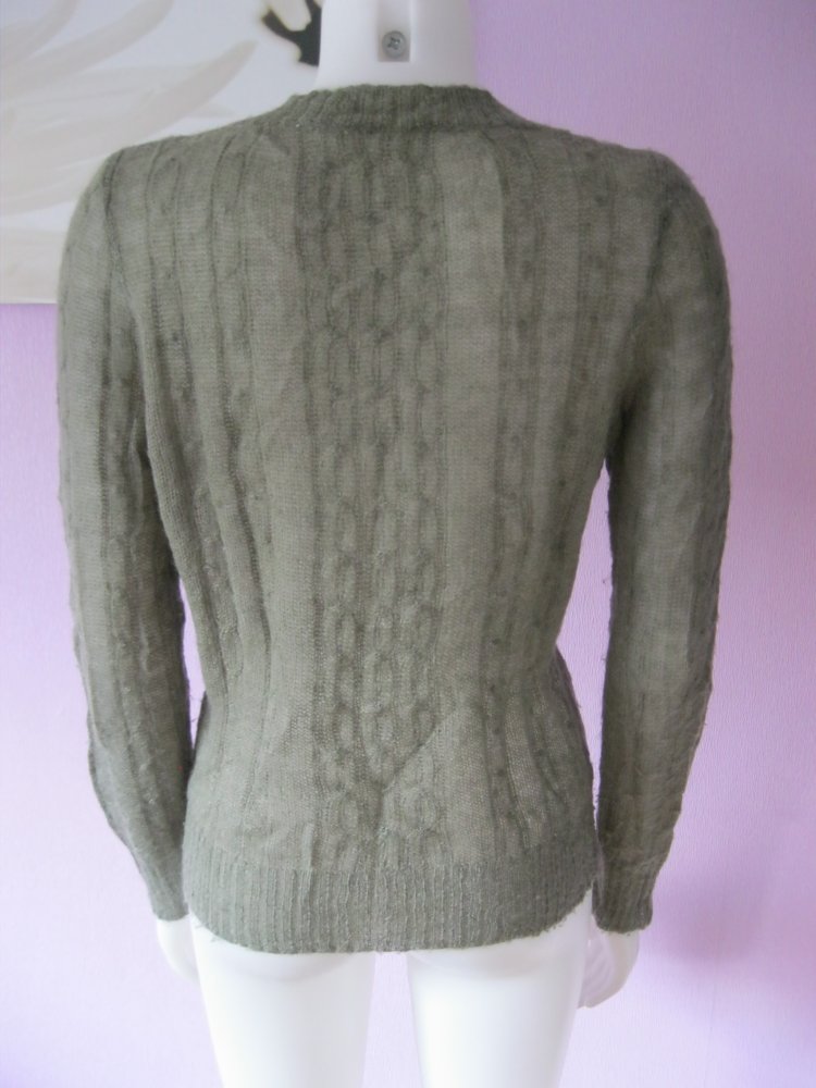Freinstrickpulli # H&M # Mohair # Olivgrün # M