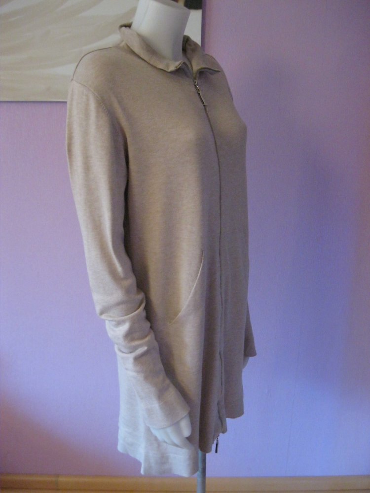Long-Sweatjacke Känguru-Tasche Beige 42/44