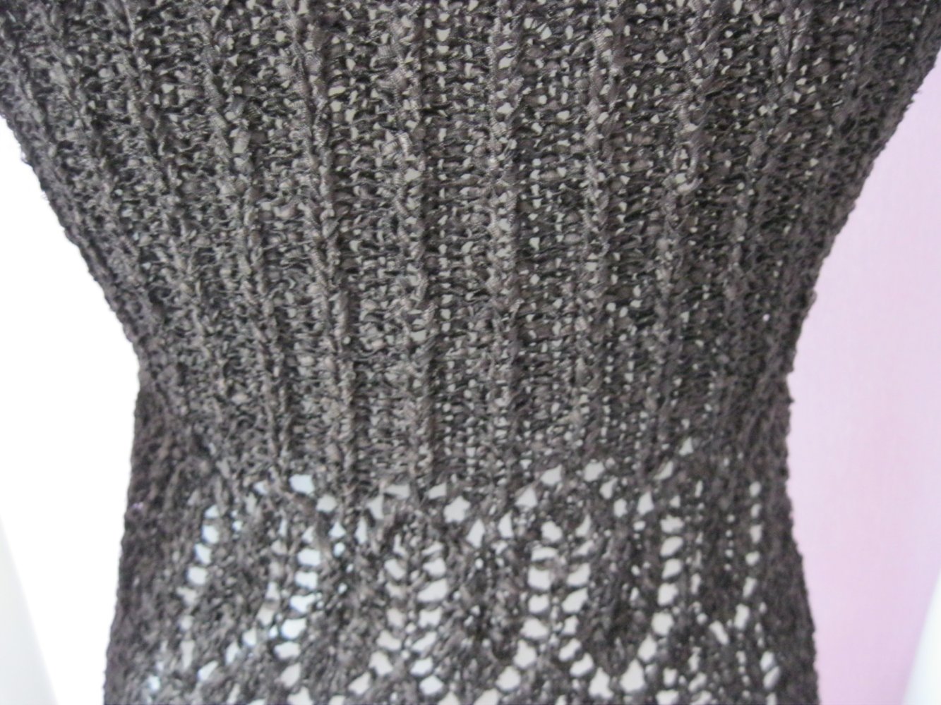NEU Top gestrickt Handmade Lochmuster leicht glänzend Dunkelbraun Mikrofaser S-L