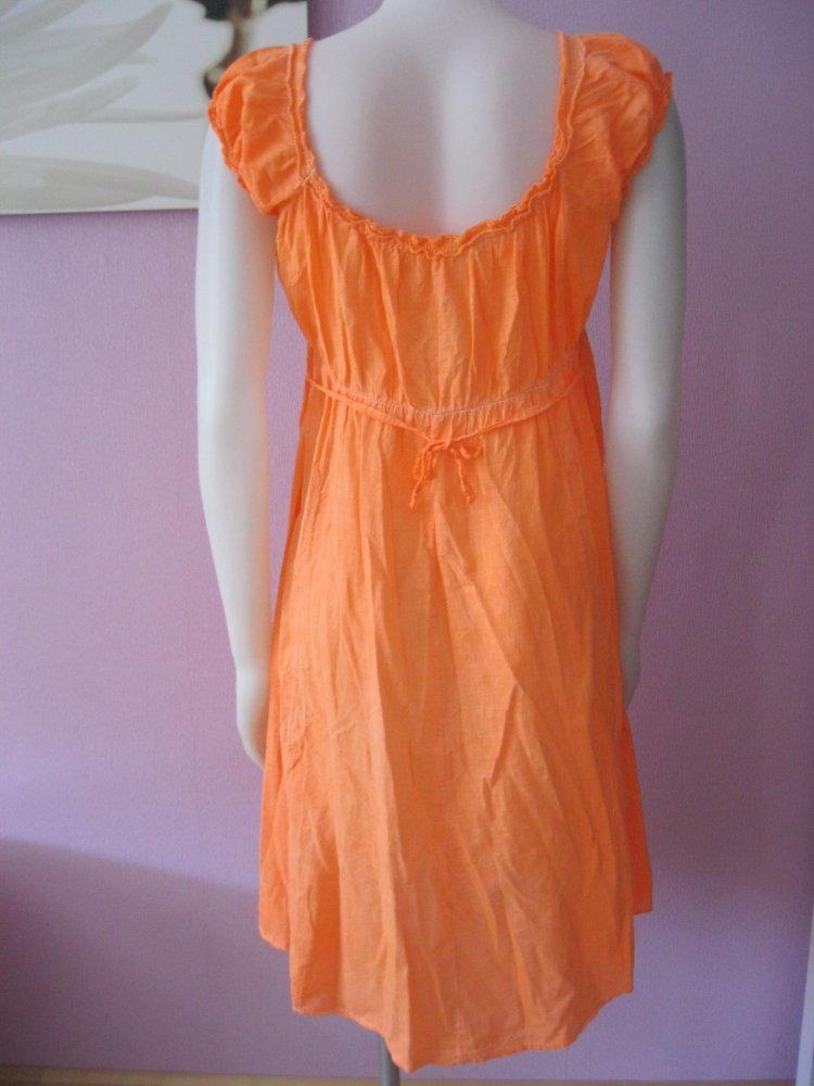 Made in Italy Sommerkleid 100% Baumwolle kurzärmlig Neonorange 40/42