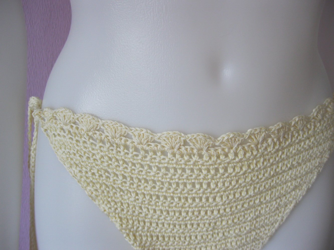 NEU Bikini 2-Teiler Retro-Design Vanille Handmade 100% Baumwolle Cup A/B