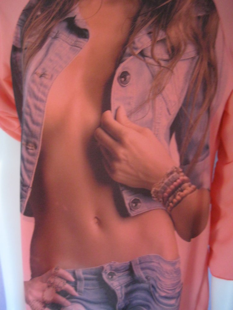 Tunika # Bluse # Print # Lachsfarbe # S-M