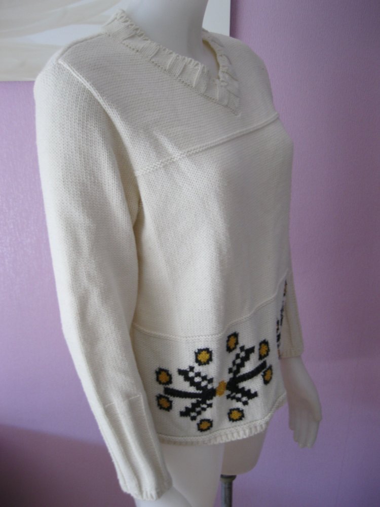 Strickpullover # Mirage Sports Collection # Weiß # V-Ausschnitt # 36