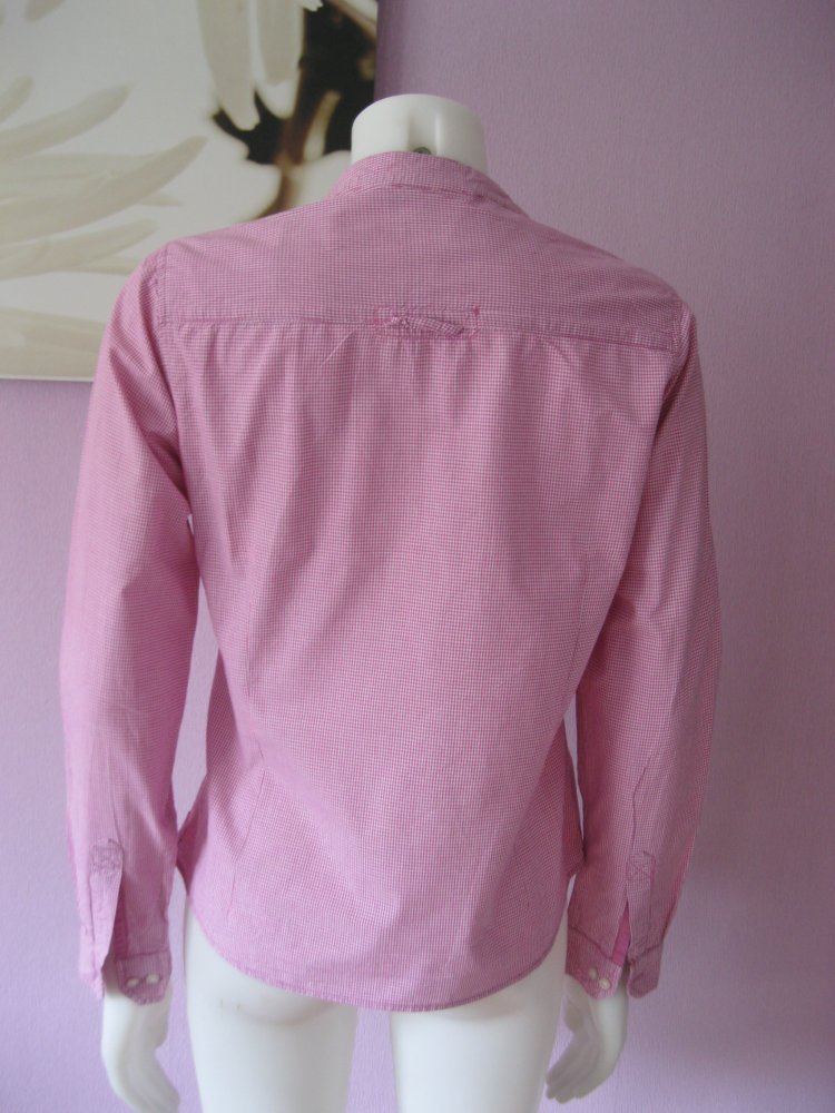 Bluse # my own # Stehkragen # kariert # Pink / Weiß # 100% Baumwolle # S
