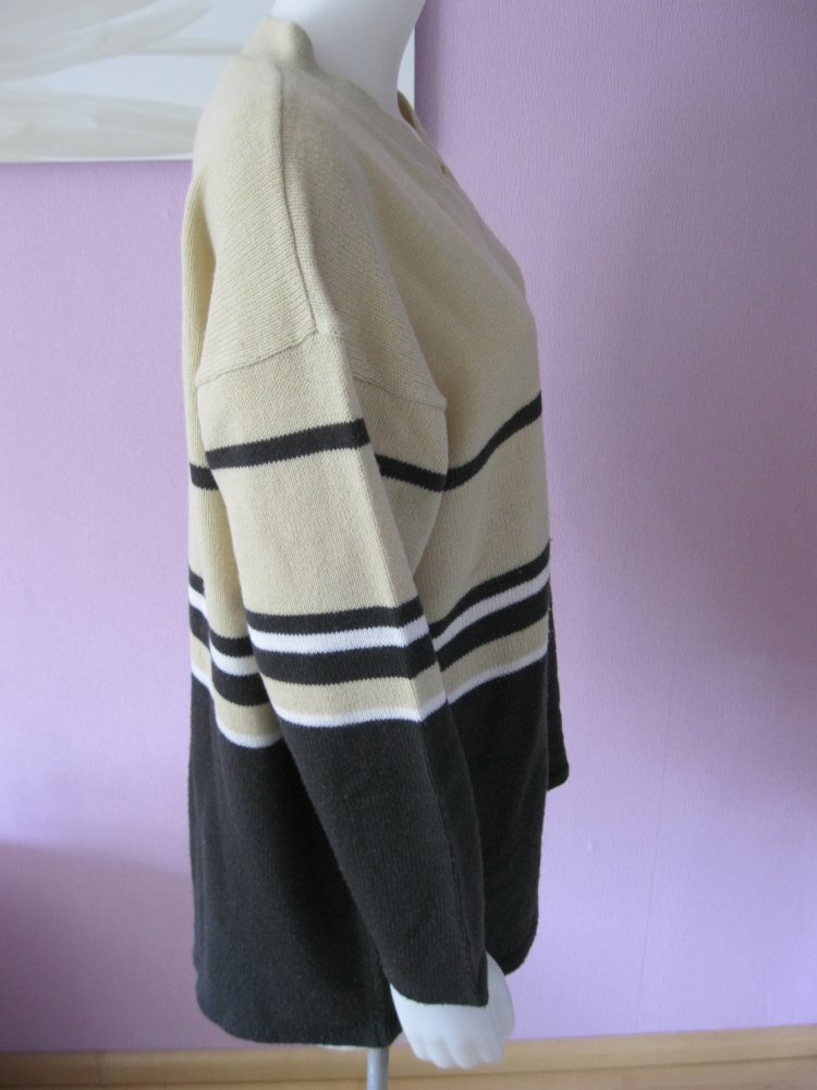 Strick-Pulli # Woodpecker # gestreift # Beige/Braun/weiß # 48/50
