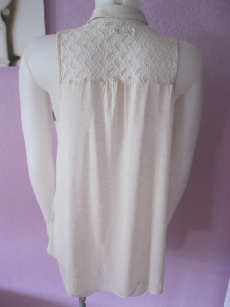 Bluse # ärmellos # Hi-Line # Rayon # Spitze # Beige meliert # XS-L