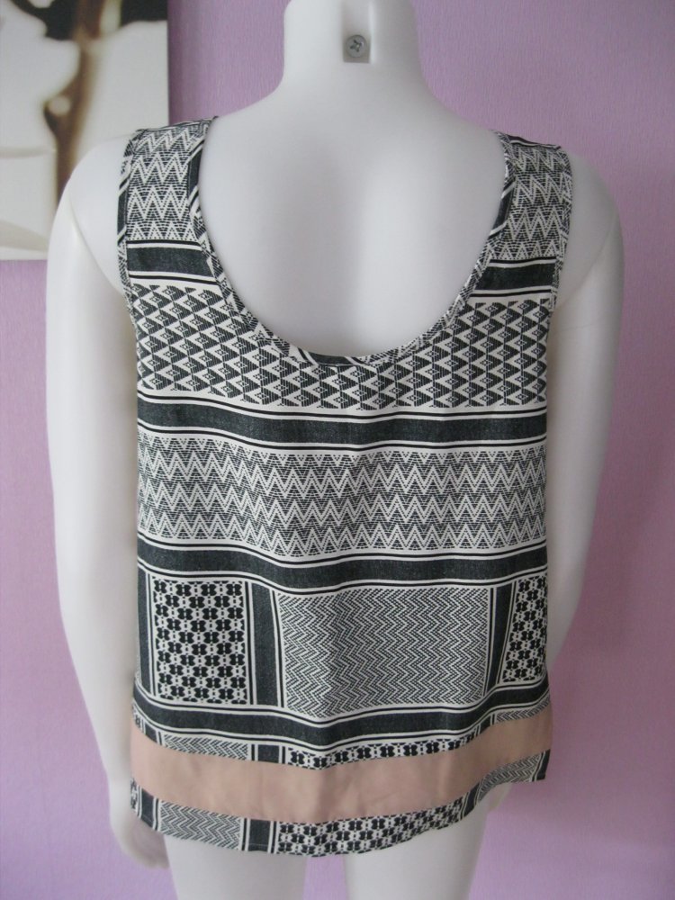Top # Ärmellose Bluse # Vero Moda # Print-Muster # Schwarz / Weiß # M