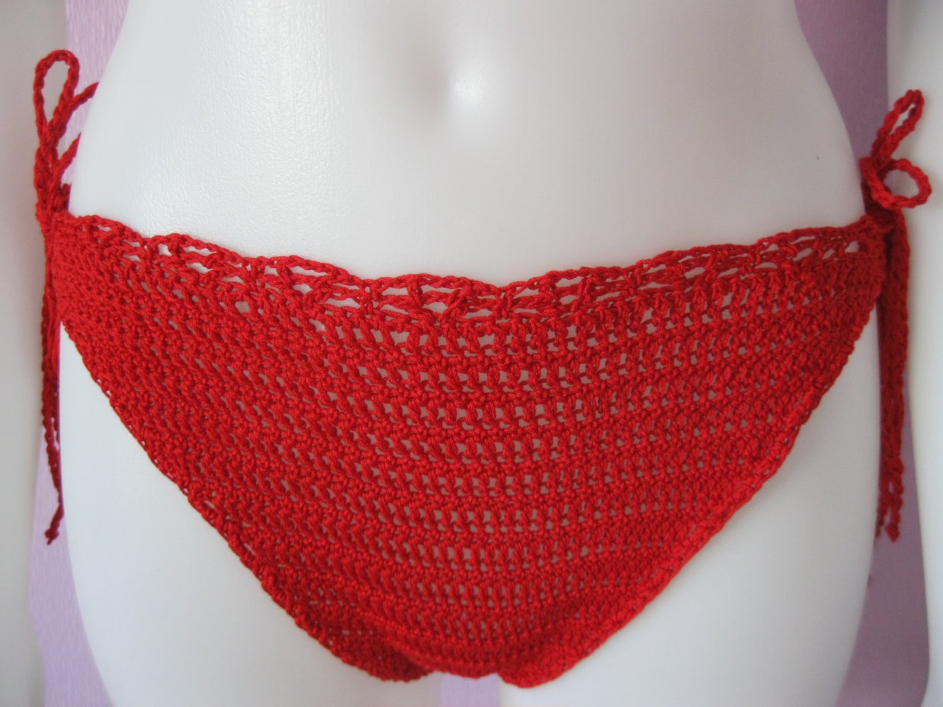 NEU Bikini 2-Teiler Retro-Design Rot Handmade 100% Baumwolle # Cup B/C