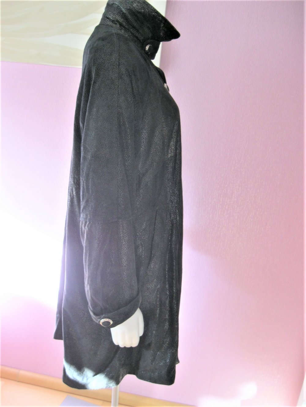 Designer-Mantel # Linea Pelle # Vintage # Leder # Schwarz