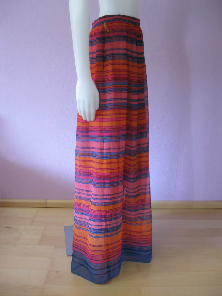 Maxirock # Yvette # gestreift # Bunt # Vintage # 100% Baumwolle # 42