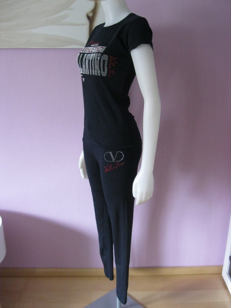 NEU Firaso Design & Mode 2-Teiler Leggins + T-Shirt Dunkelblau 100% Baumwolle L