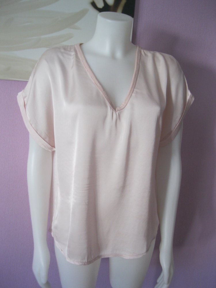 Blusen-Shirt # Sarah # Kurzarm #  Made in Italy # Rosé # M/L