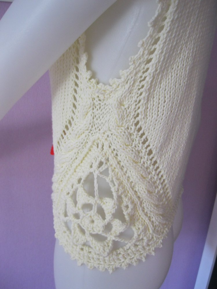 NEU Weste Strick handmade Unikat weiß / rot M-XL