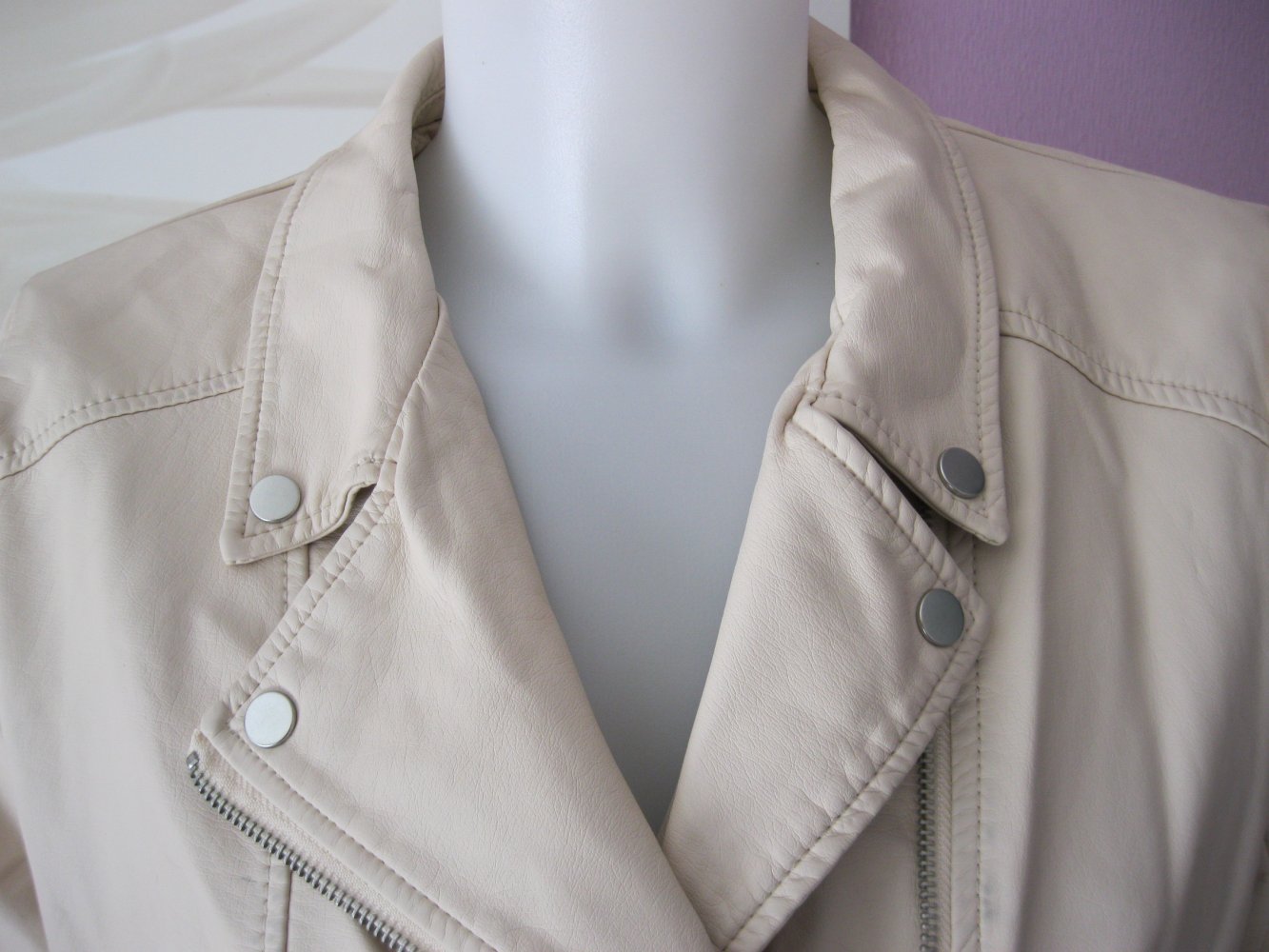 Kunstlederjacke # Bikerjacke # Primark # beige # 42