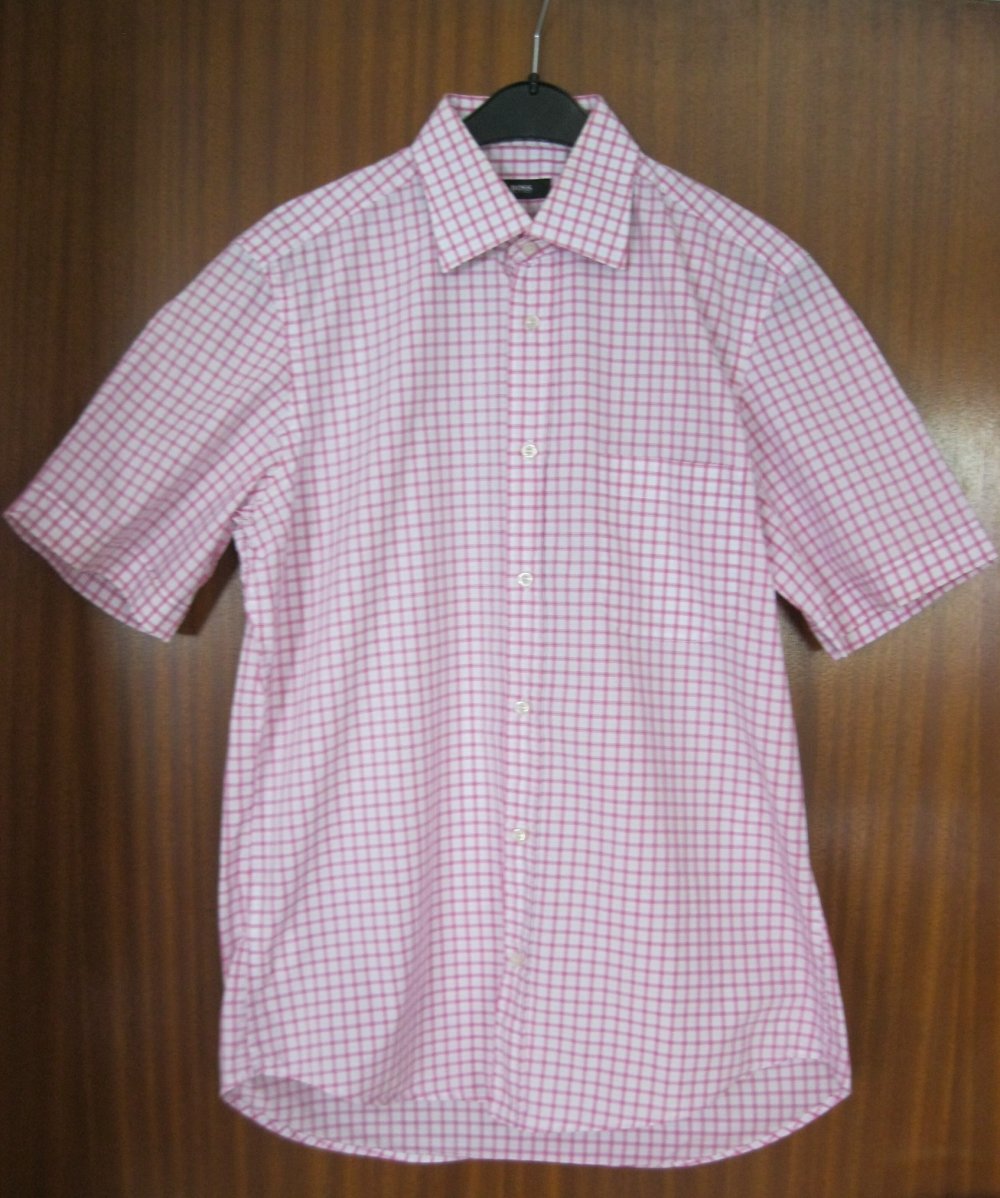 Hemd  # Kurzarm # Hugo Boss # kariert # Rosa/Weiß # 100% Baumwolle # S