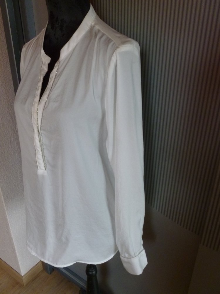 Bluse Promod weiß Steinchen