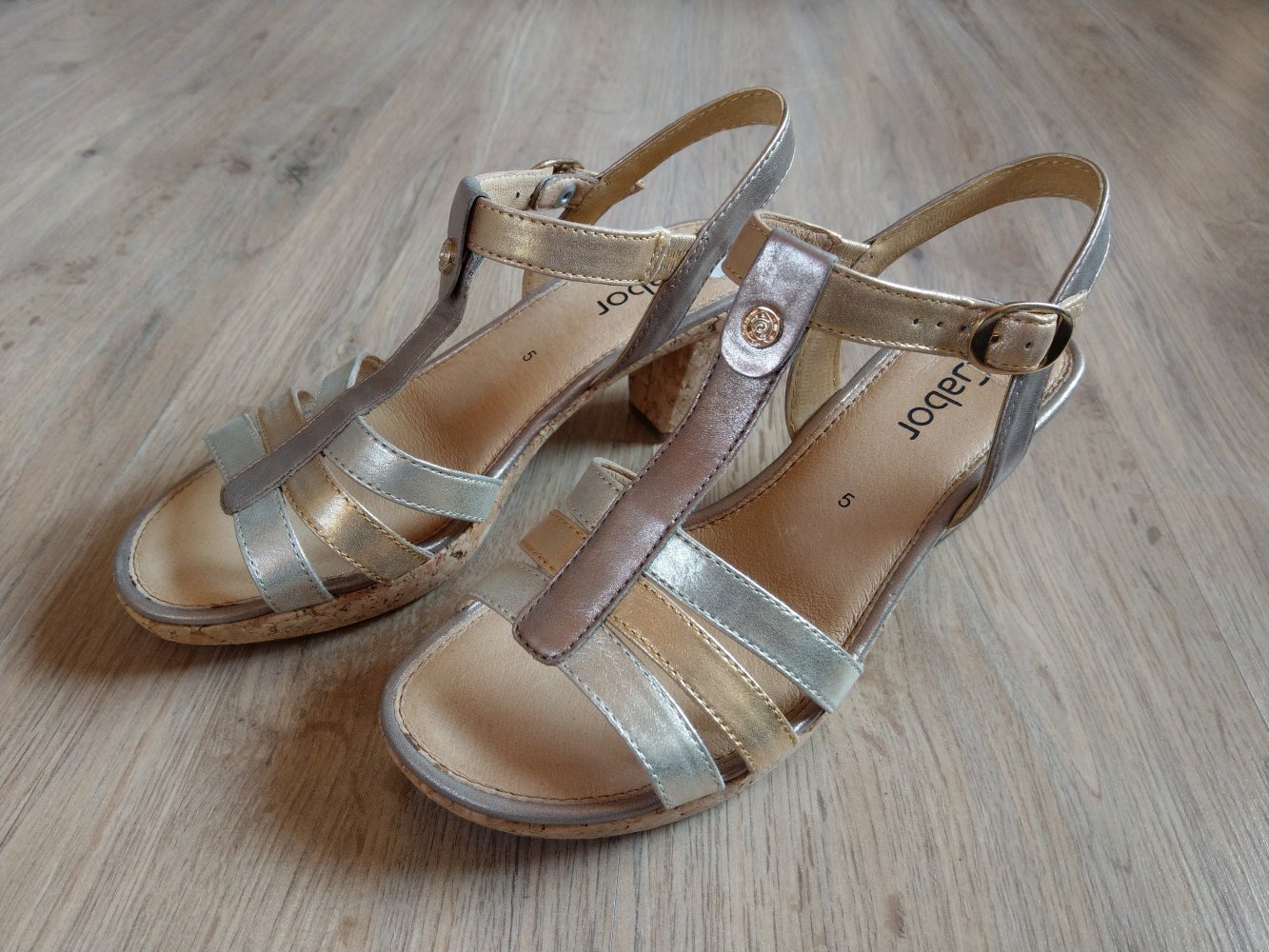 Sandalen Pumps silber gold beige Gabor 5 Neu 