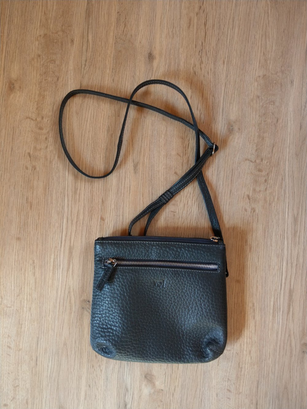 Handtasche dunkelbraun schwarz Leder Voi wie Neu 