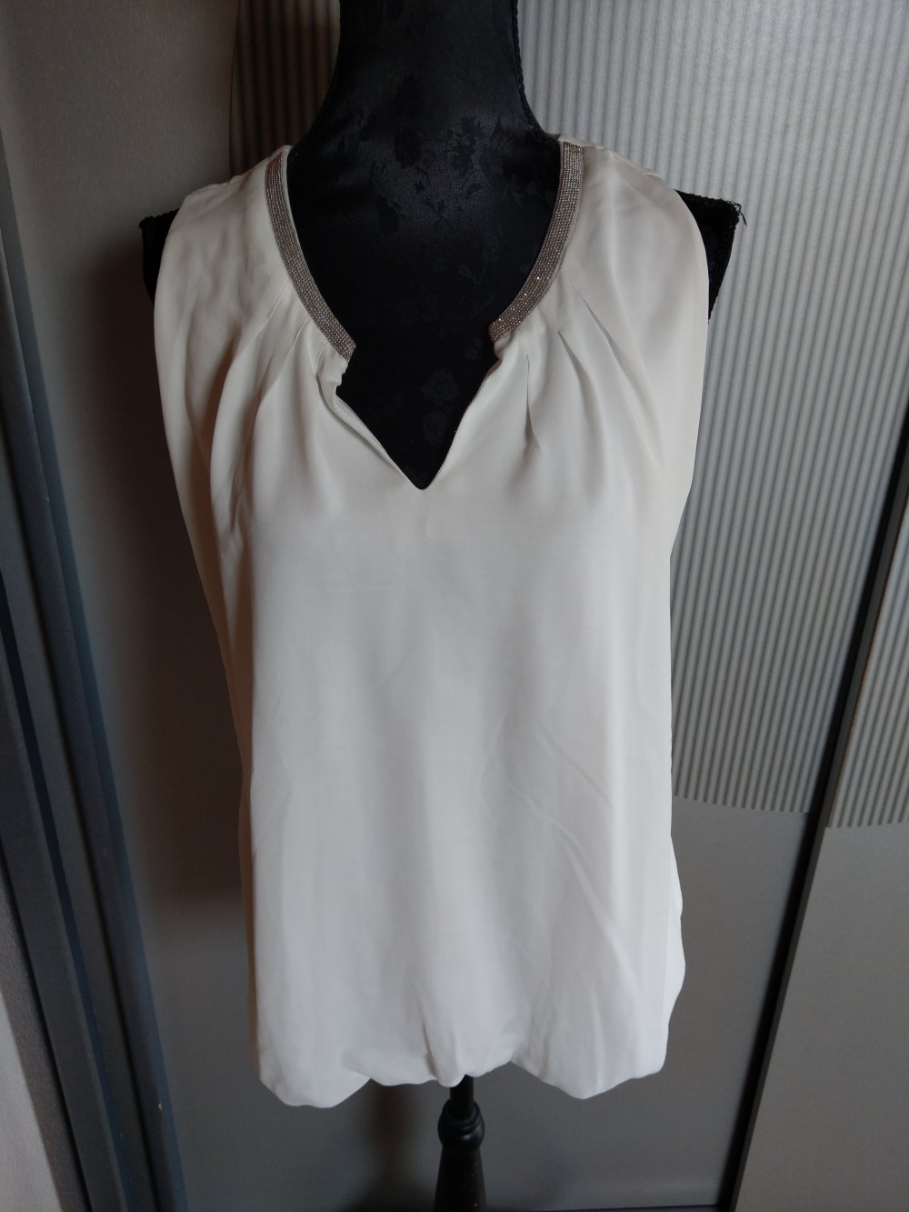 Top Shirt weiß Steinchen Orsay 