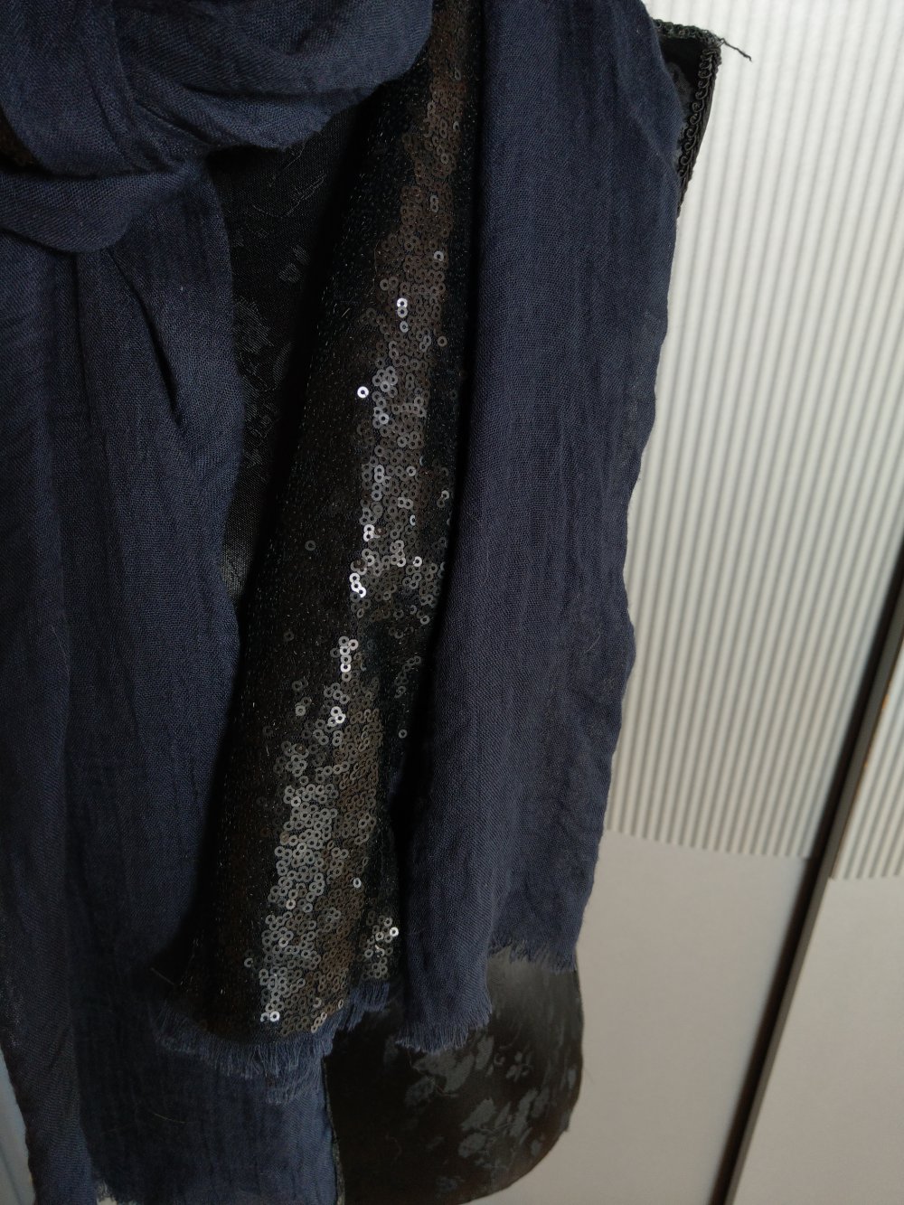 Schal Tuch Pailletten blau dunkelblau 