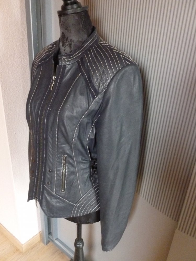 Lederjacke Jacke dunkelblau schwarz Biba Crisca