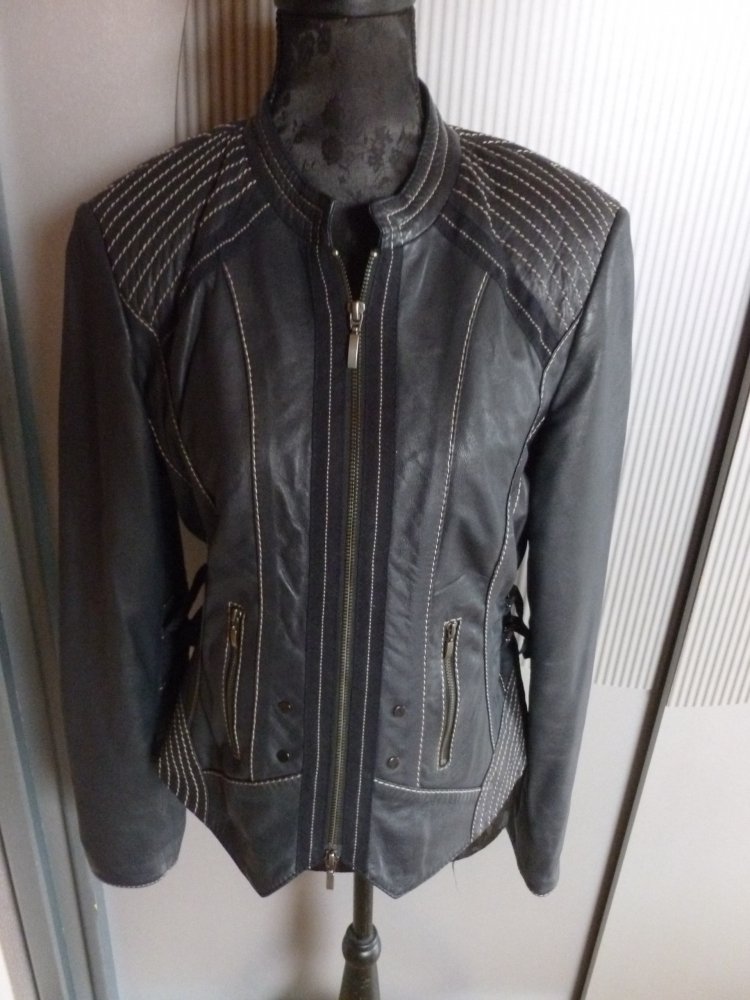 Lederjacke Jacke dunkelblau schwarz Biba Crisca