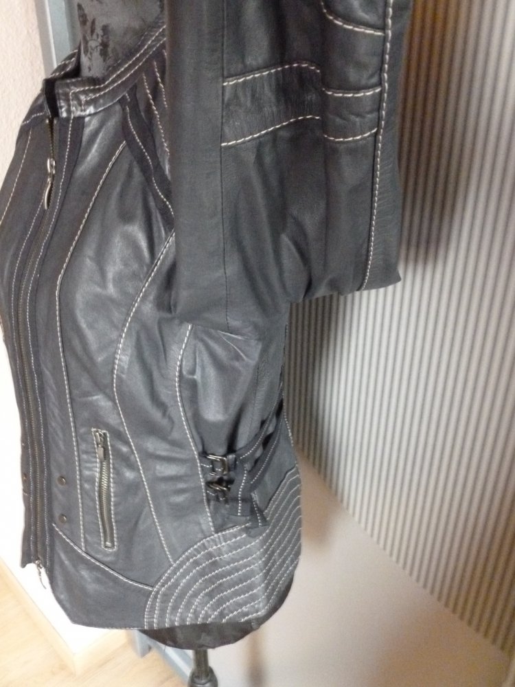 Lederjacke Jacke dunkelblau schwarz Biba Crisca