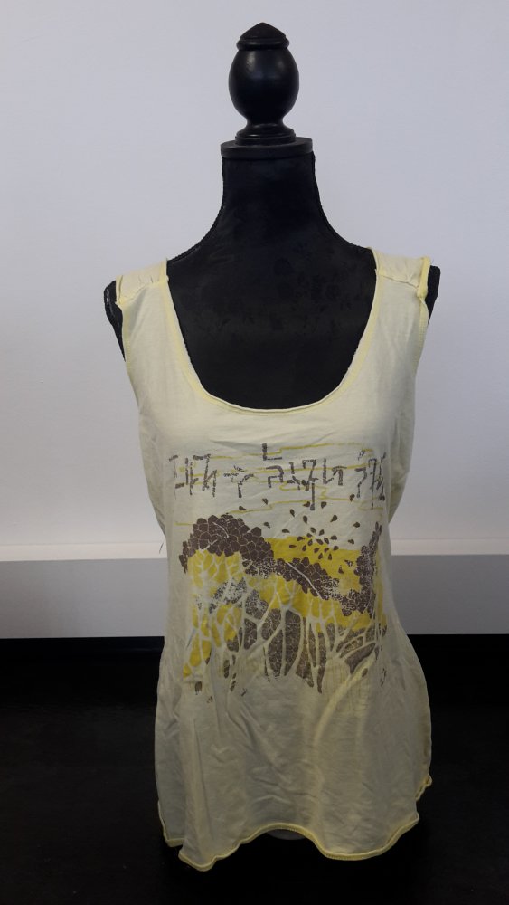 Top, Shirt, Oberteil, gelb-braun gemustert, gebraucht