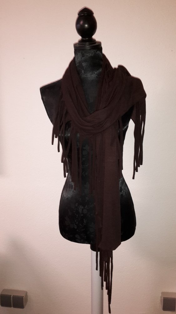 Schal mit Fransen, Tuch, Accessoires, braun, gebraucht