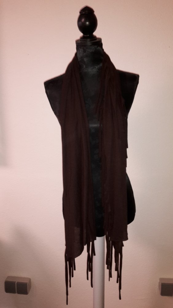 Schal mit Fransen, Tuch, Accessoires, braun, gebraucht