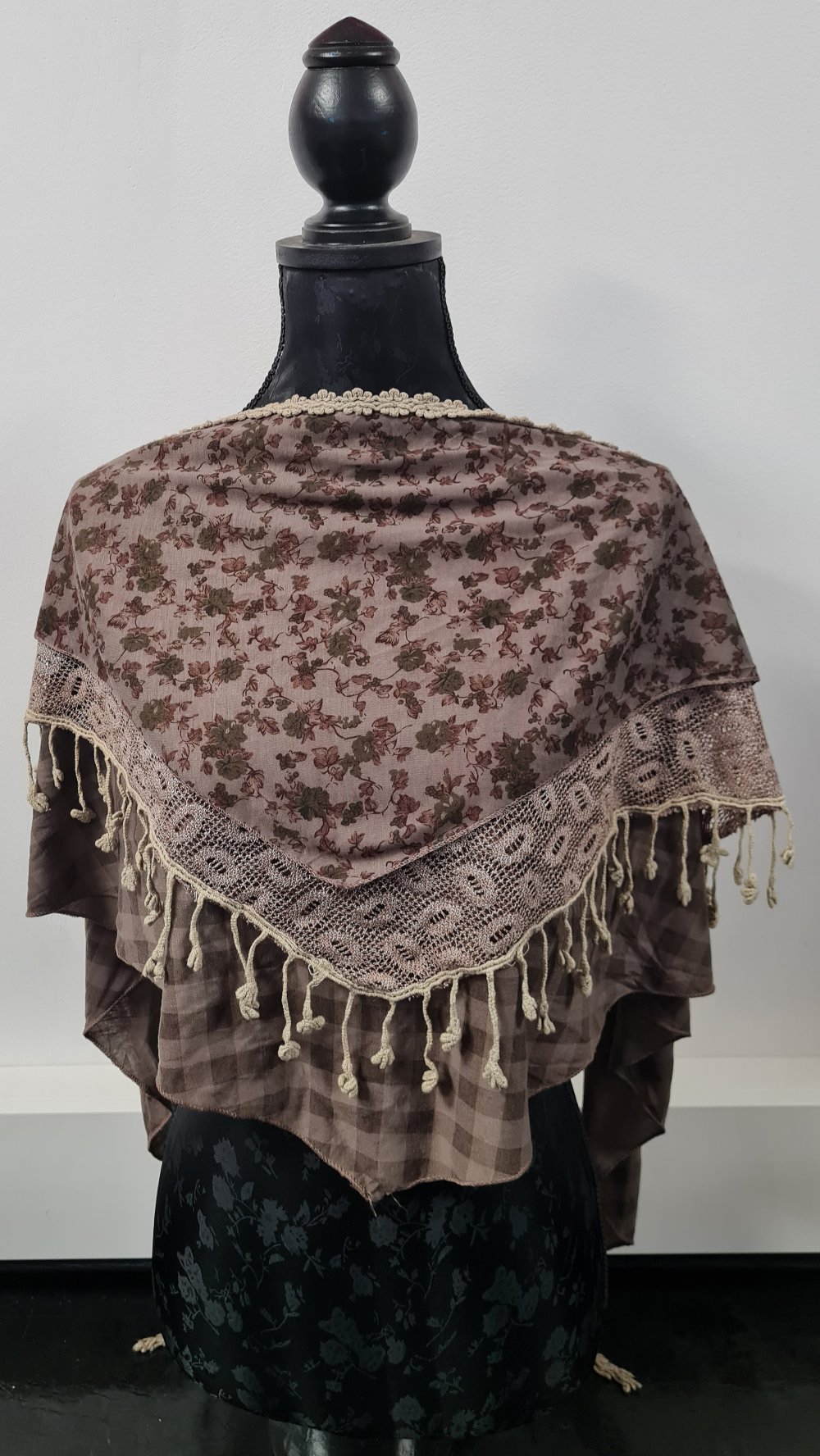 Schal, Dreickstuch mit Fransen, Accessoires, 3-lagig, mehrfarbig, gebraucht