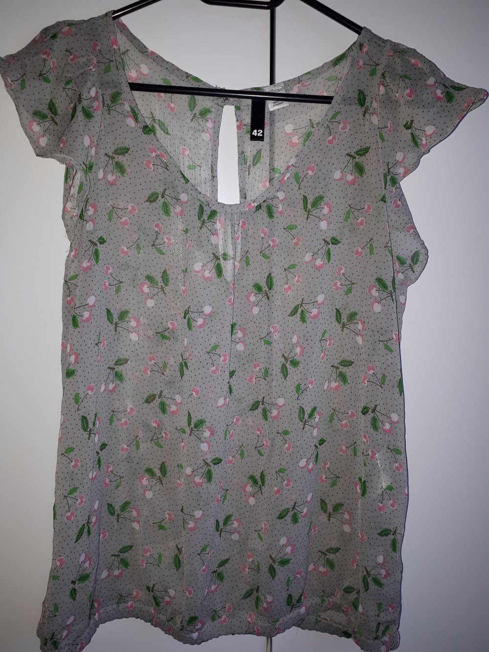 L, Blusenshirt mit Kirschen, Rockabilly