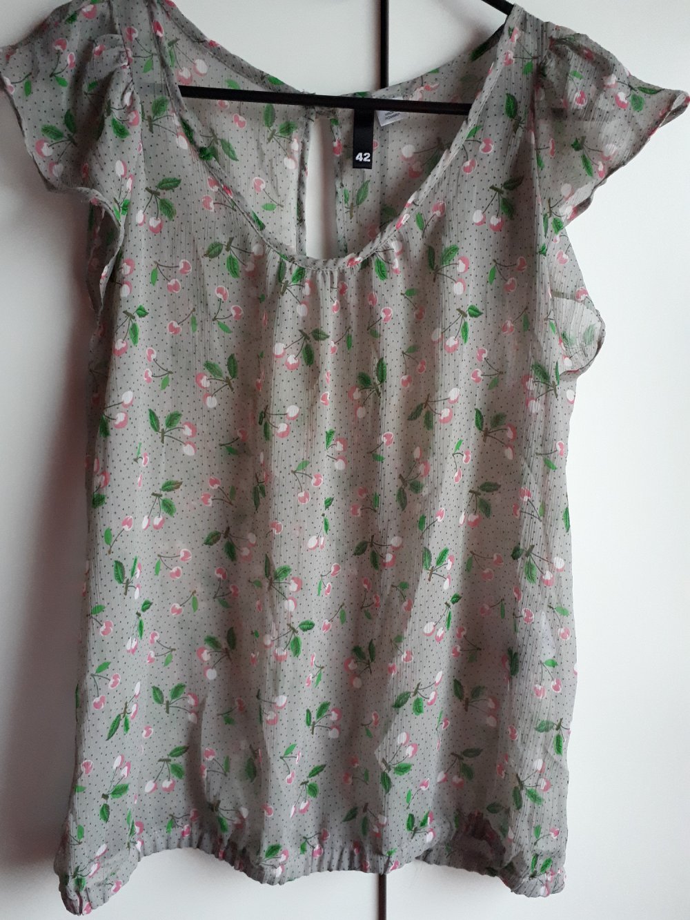 L, Blusenshirt mit Kirschen, Rockabilly