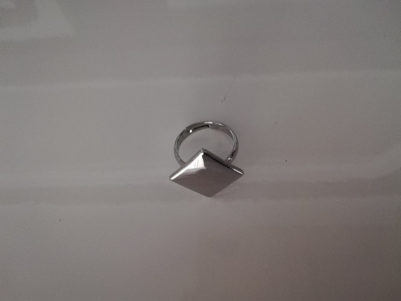 Ring silber Rhombus Karo Quadrat Größenverstellbar