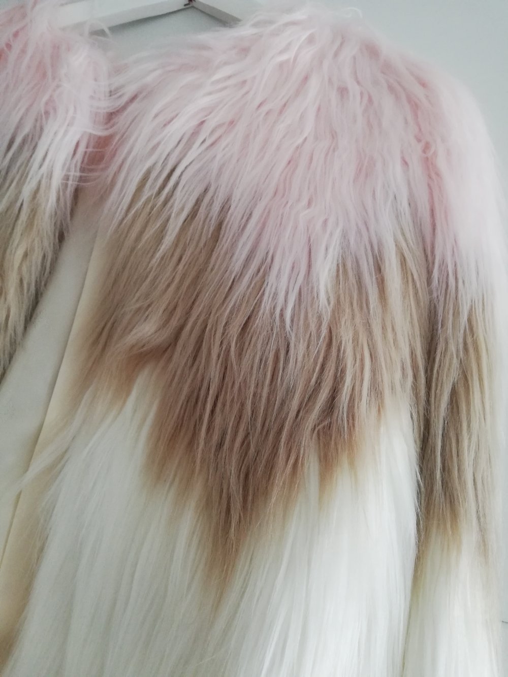 Jacke Kunstpelz Fell Pelz Kunstfell rosa beige weiß XS