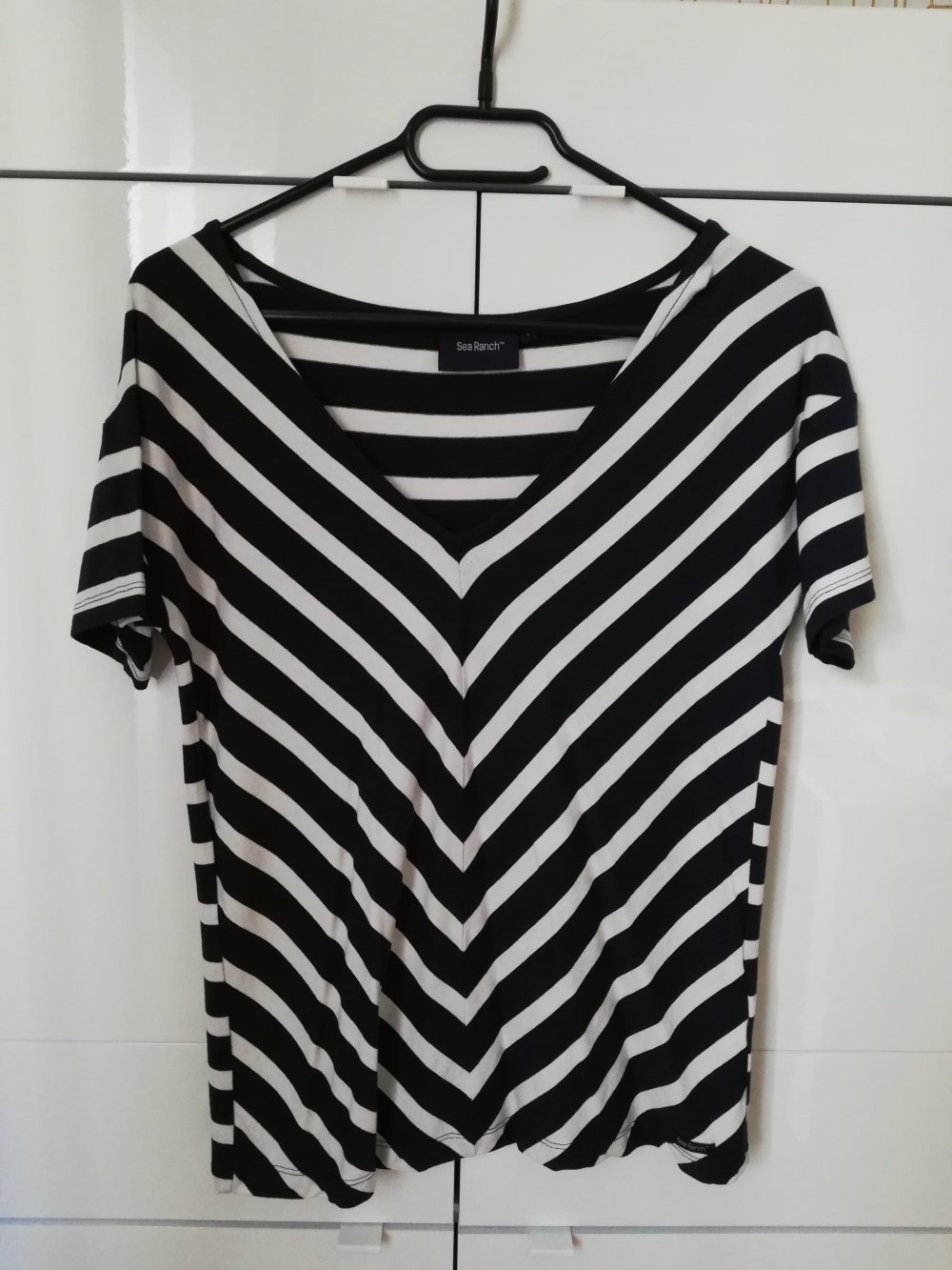 T-Shirt Shirt Top Streifen Sea Ranch S blau weiß 