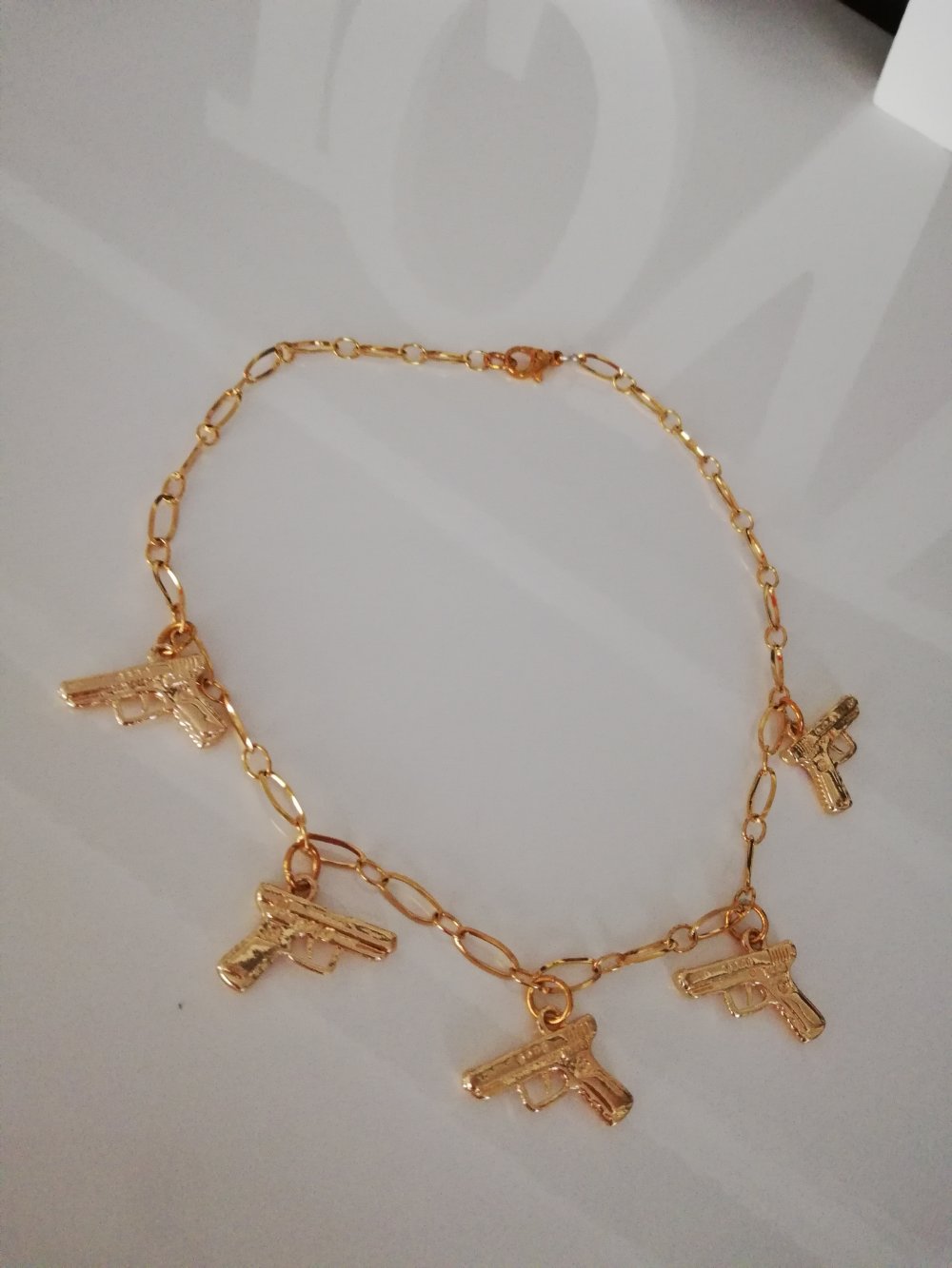 Kette Gold Pistole Gun Gliederkette 