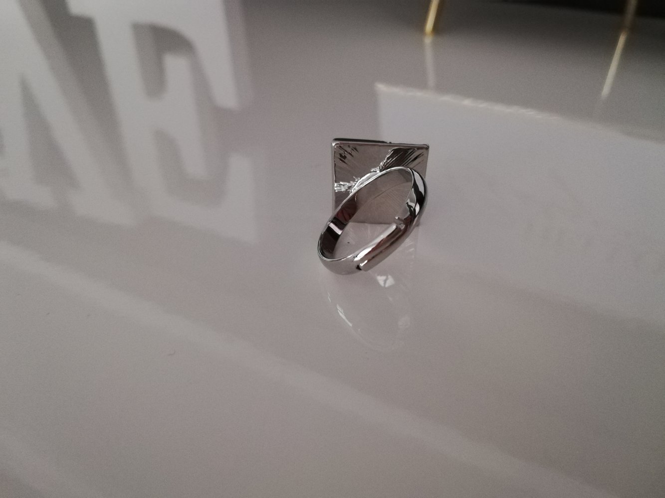 Ring silber Rhombus Karo Quadrat Größenverstellbar