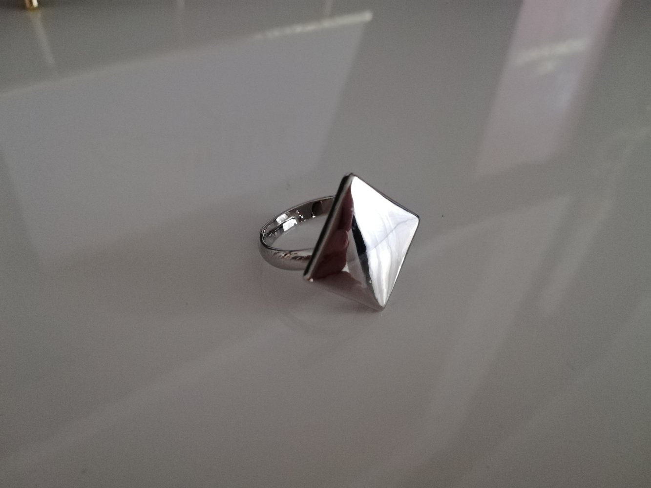 Ring silber Rhombus Karo Quadrat Größenverstellbar