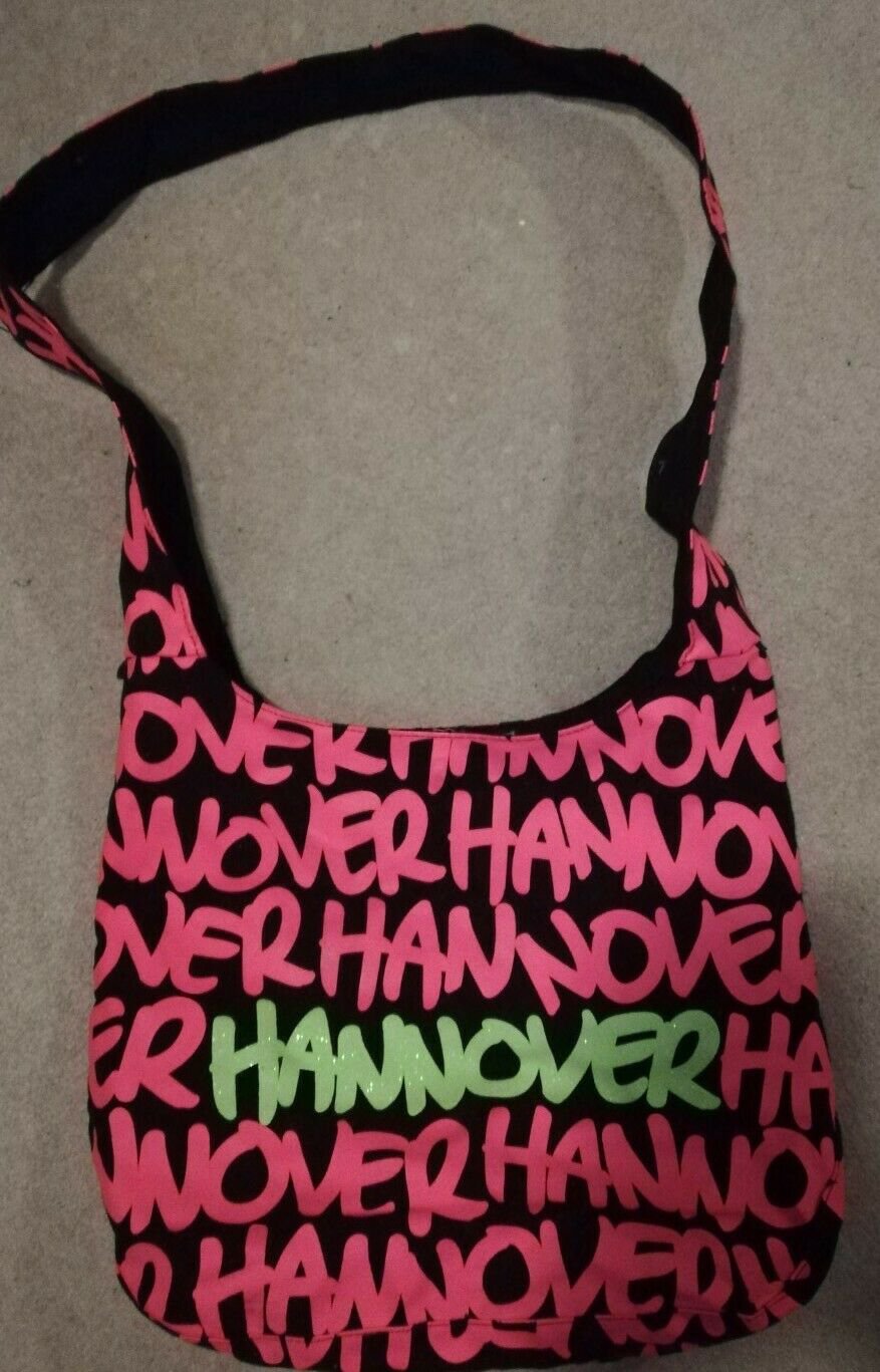 Schwarze Umhängetasche mit Hannover Aufdruck in Neon, wie neu, unbenutzt