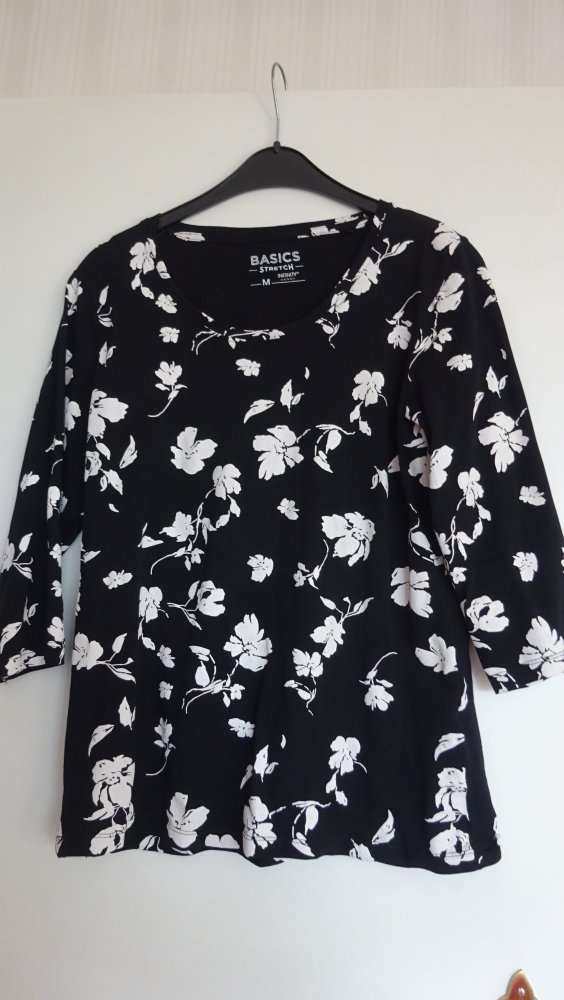 T-Shirt 3/4 Arm schwarz/weiß