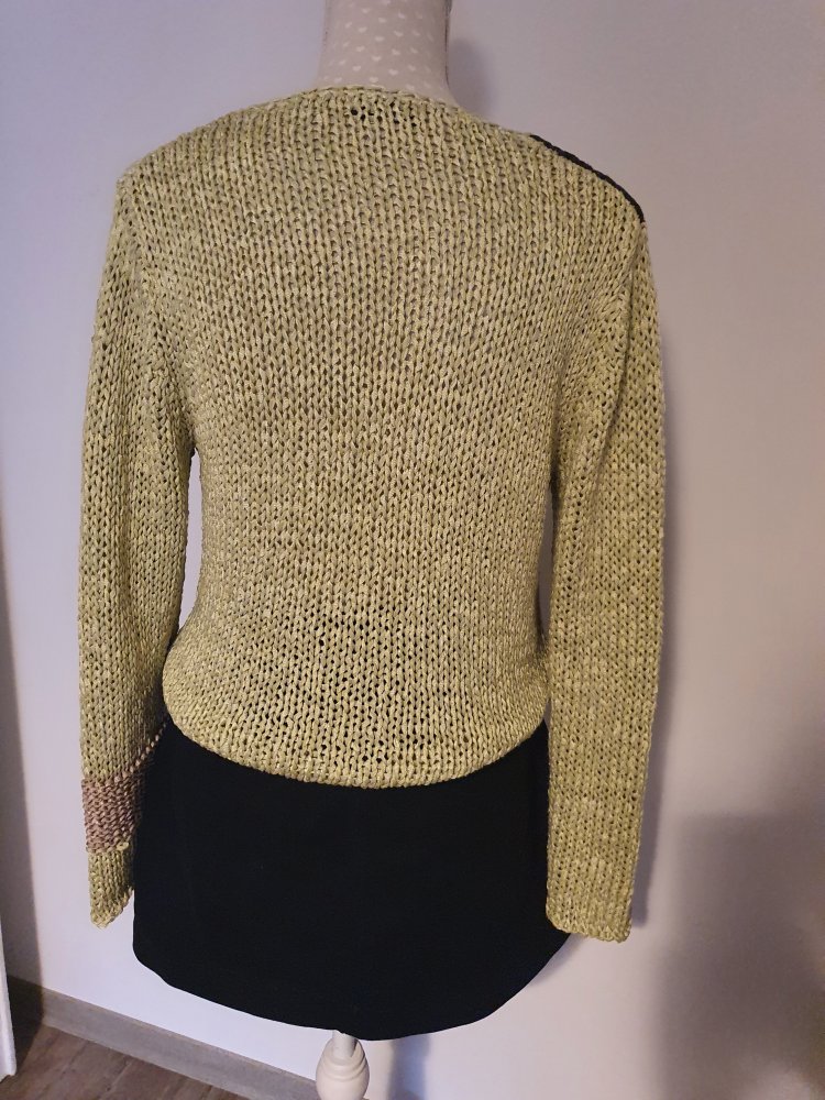 Strickjacke von oui 38 M grün schwarz braun vintage